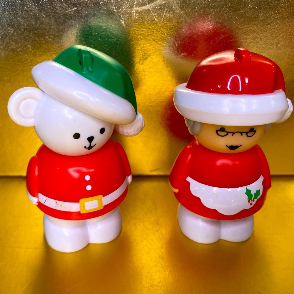 CHRISTMAS 90’s CHUNKY PEOPLE SHELCORE MRS CLAUS & TEDDY BEAR SEASON GREETINGS 3”